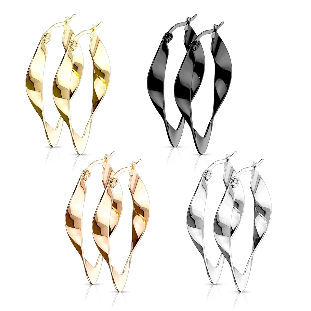 Pair of 316L Stainless Steel Twisted Oval Hoop Earrings